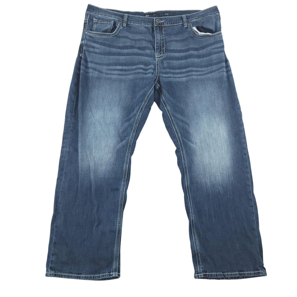 BKE Seth Jeans Mens 44x32 Blue Medium Wash Relaxed Straight Stretch Denim Pants